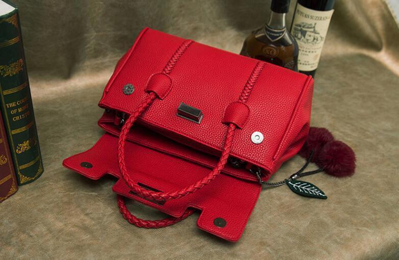 Faux Leather Chinese Style handbag Women's Fashion PU shoulder bag Tote Purse