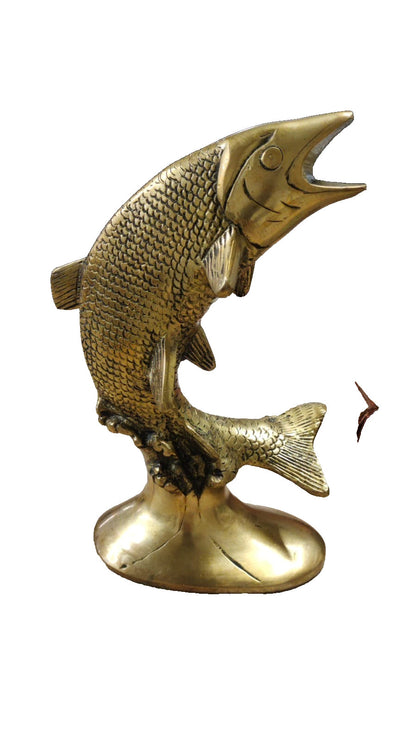Pure Brass Animal Golden Fish Sculpture Statue Handcrafted Decorative Showpiece