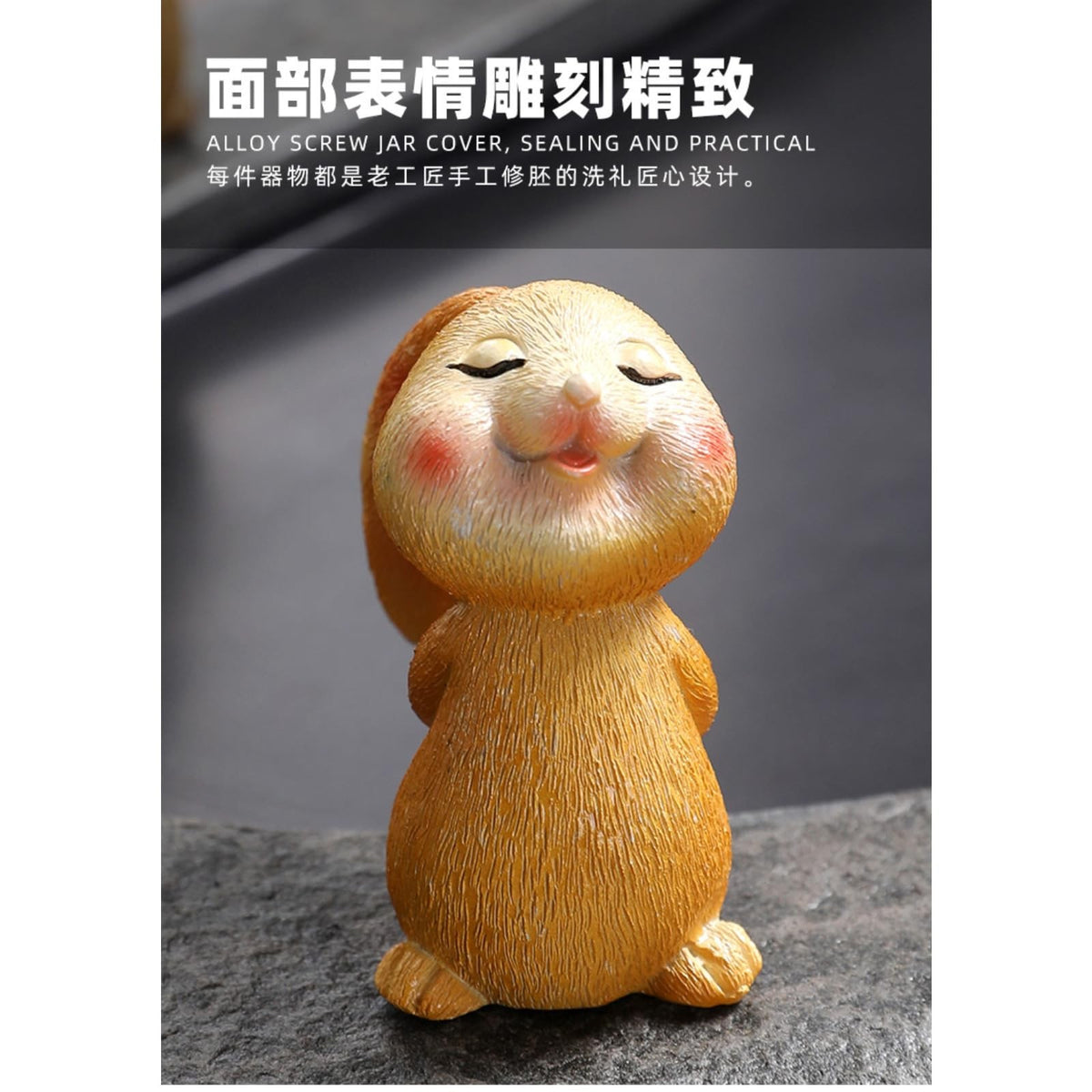 Color Changing Rabbit Resin Tea Pet Tea Set Decor 6.7cm Tea Playing Tea Ceremony