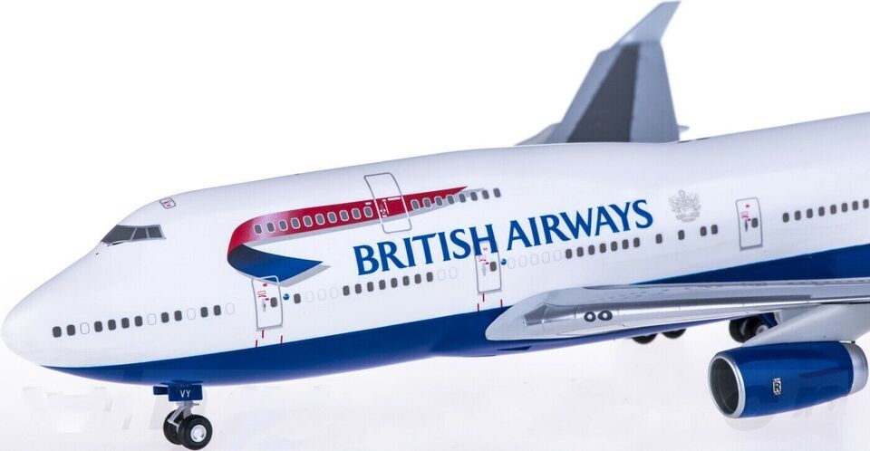 1:200 35CM Hogan BRITISH AIRWAY BOEING 747-400 Passenger Plane ABS Plastic Model