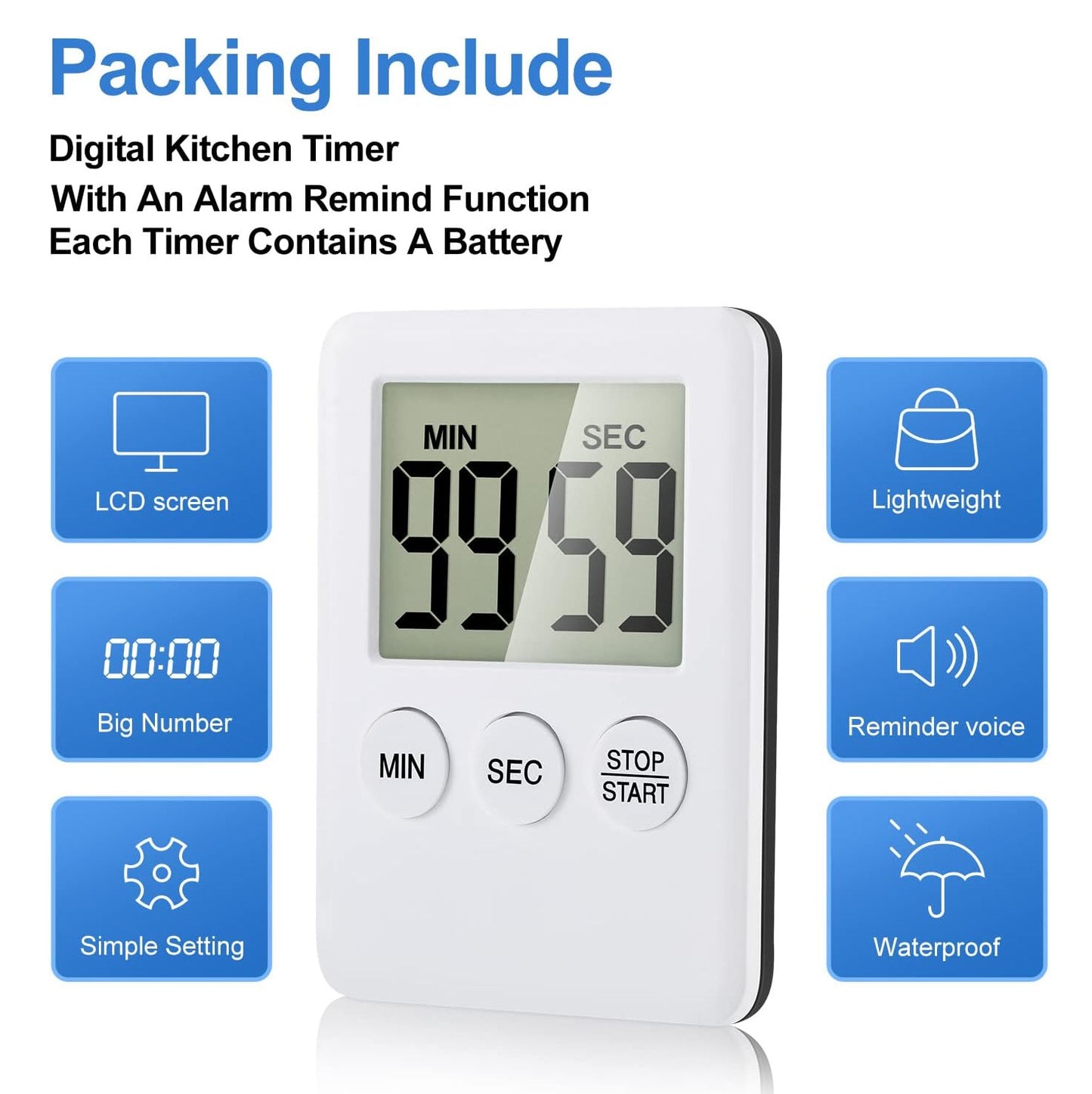 LCD Digital Kitchen Cooking Timer Count-Down Up Clock Loud Alarm Magnetic Lot