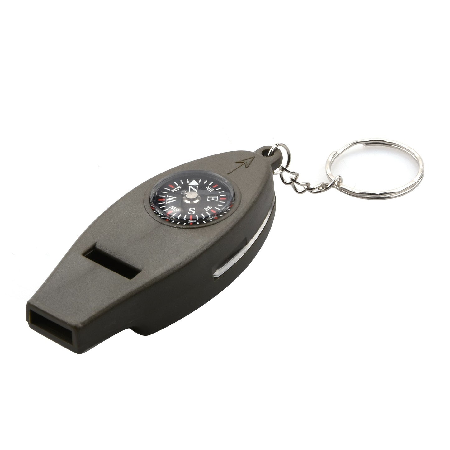 4 In 1 Emergency Whistle Compass Magnifier Thermometer Crisp Sound Keychain