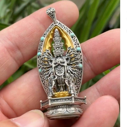 Guanyin Pendant Necklace Chinese Vintage Style Buddhist Amulet Fashion Jewelry