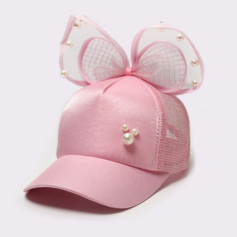 Baby Hats Spring Summer Girl Baseball Caps Glitter Rabbit Ear Pearl Sun Children