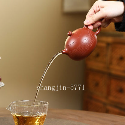 Handmade Tea Pot Heart Sutra Carved 300ml Marked Xishi Pot Real Yixing Zisha Pot