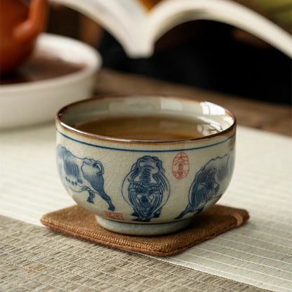 Ceramic Opening Chinese Bull Cup Pottery Beautiful Jingdezheng Cups Tea Cup