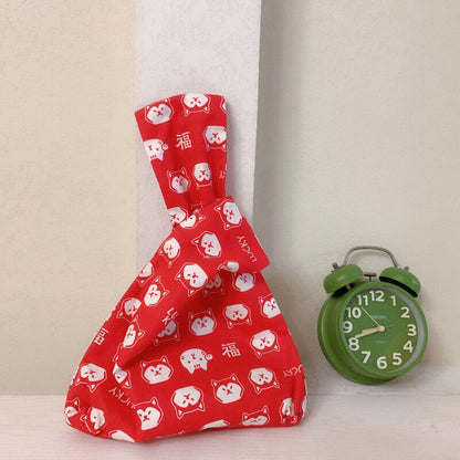 Ladies Knot Handbag Japanese Style Portable Knot Wrist Bag Phone Key Pouch