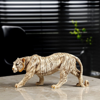 Polyresin Tiger Walking Idol Figurines Gifts for Home Decor Statue