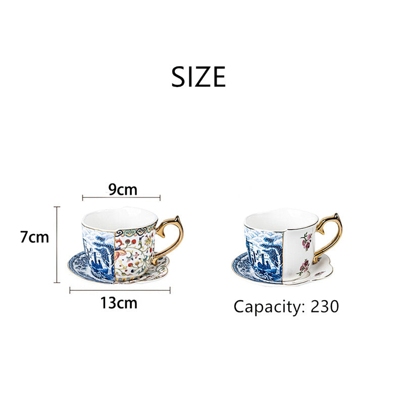 Ceramic Coffee Cup Saucer Gift Box Chinese Style Creative Color Matching Teacup
