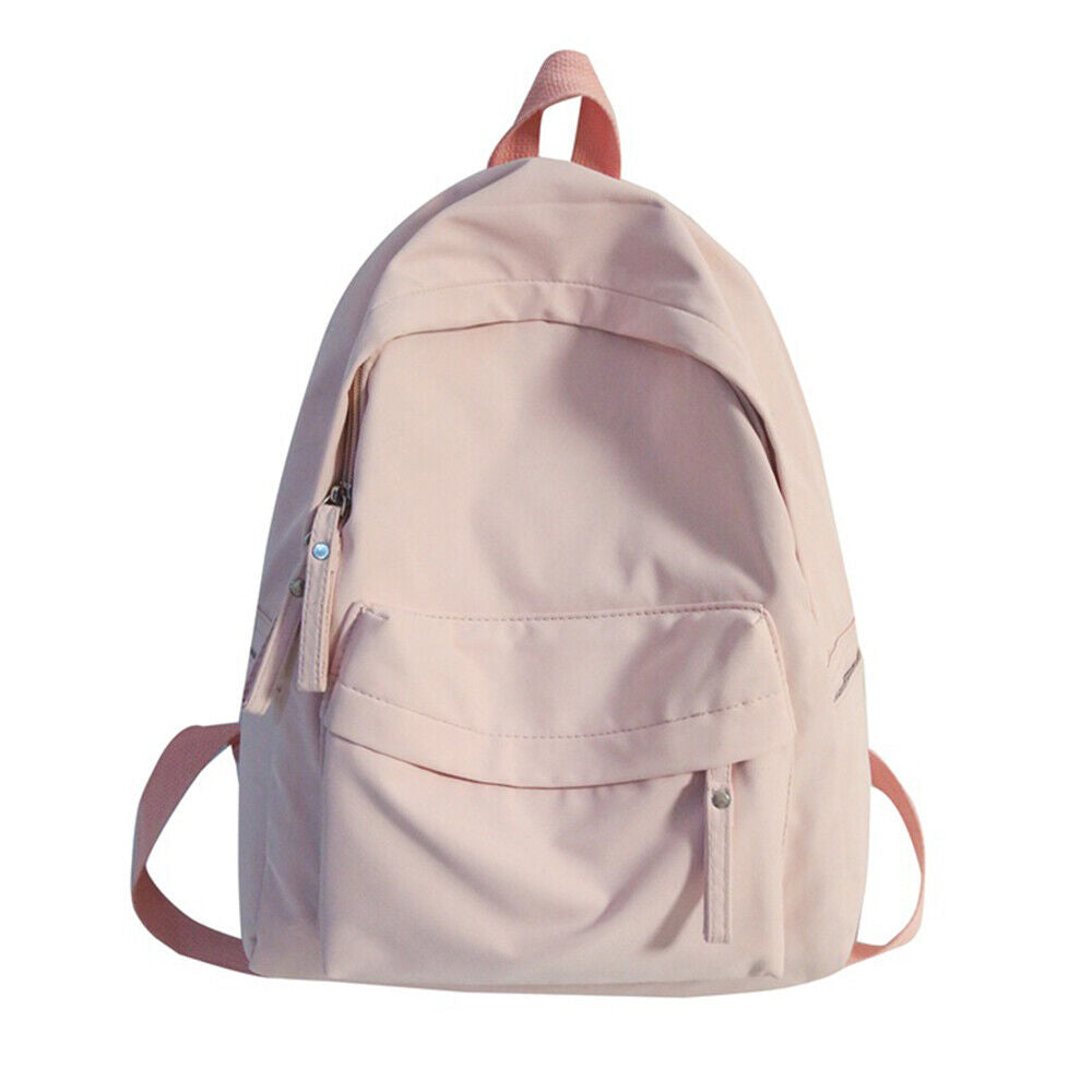 Waterproof Nylon School Bags Solid Color Backpack Anti-theft Shoulder Bag Simple
