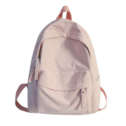 Waterproof Nylon School Bags Solid Color Backpack Anti-theft Shoulder Bag Simple