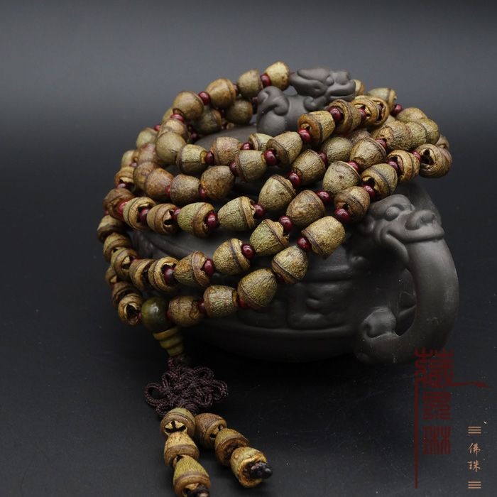 Natural Small Golden Bell Bodhi 8mm 108 Beads Mala Bracelet