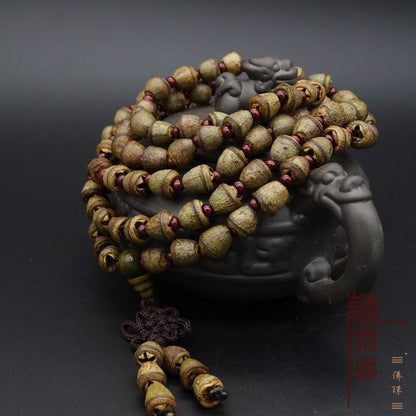 Natural Small Golden Bell Bodhi 8mm 108 Beads Mala Bracelet
