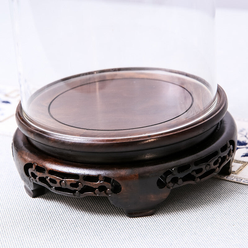 New Glass Display Dome Ebony Wood Base Case Cloche Globe Cover Protection Decor