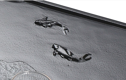China black stone tea tray fish carved serving tray water draining tea table new