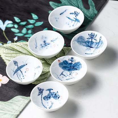 Tea Cup Porcelain Handpainted Jingdezhen Craft Pu'er Cup Chinese Kungfu Tea Cups