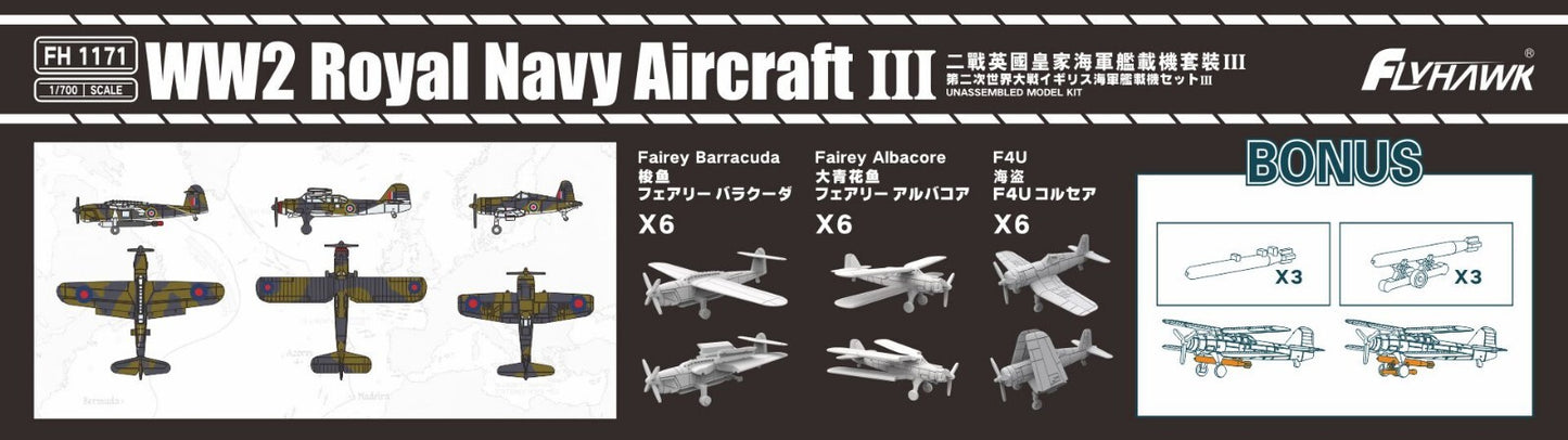 Flyhawk FH1171 1/700 WWII Royal Navy Aircraft III Plastic Model Kit