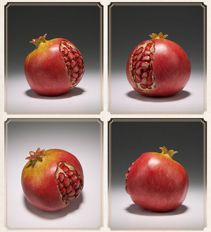 Brass Color Pomegranate Statue Paperweight Chinese Calligraphy Fruit Table Decor