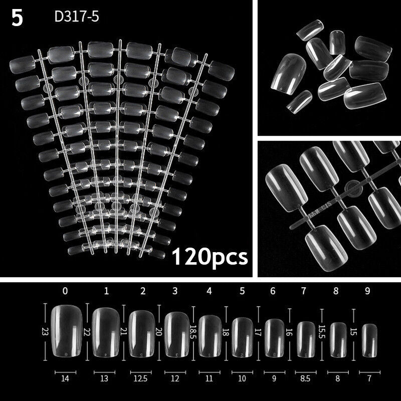 Fake Nails Transparent Nails Extension Short Square Nails 120PCS/Bag Natural DIY
