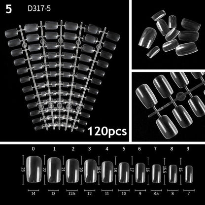 Fake Nails Transparent Nails Extension Short Square Nails 120PCS/Bag Natural DIY
