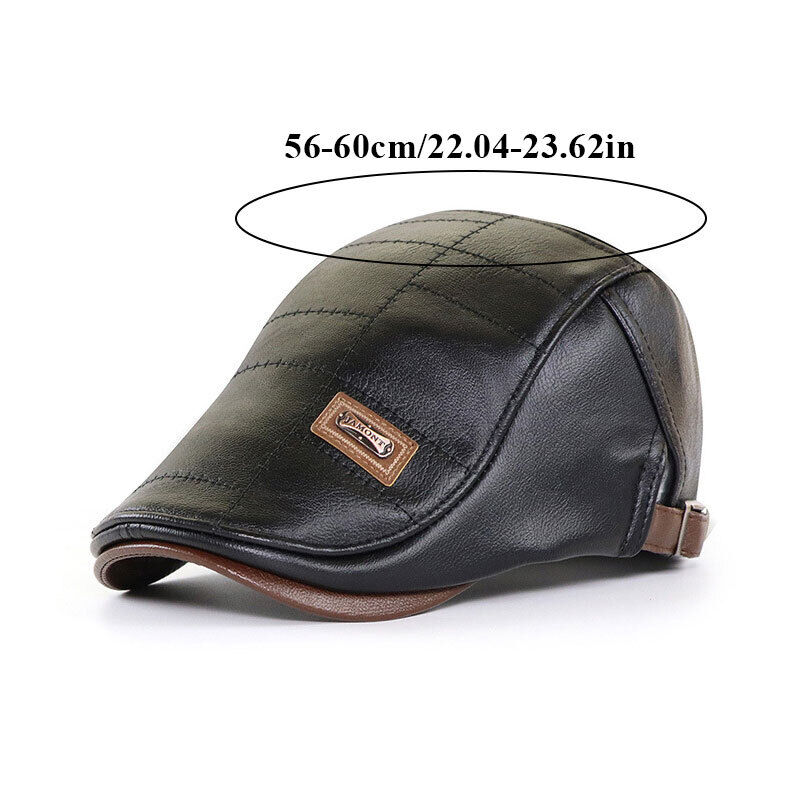 Men Beret Hat Leather Flat Cap Warm Autumn Winter Male Gatsby Retro Beret Caps
