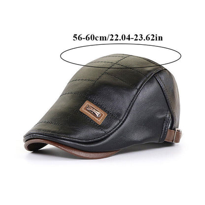 Men Beret Hat Leather Flat Cap Warm Autumn Winter Male Gatsby Retro Beret Caps