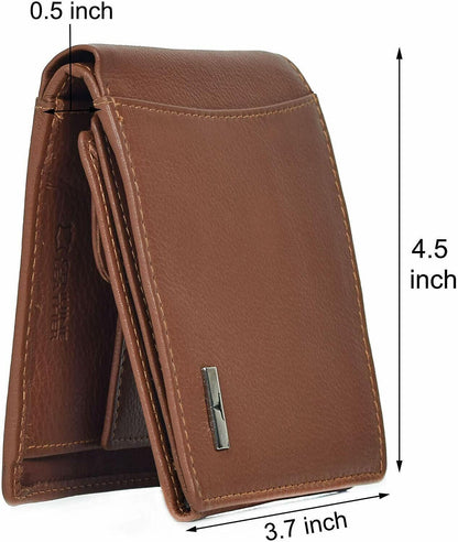 New Men's Brown Colour Leather Bi-fold Wallet Gift Item