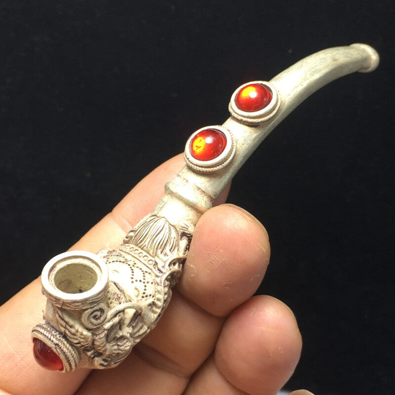 1pc New Copper Small Dragon Head Pipe Smoking Tool Statue Home Decoration