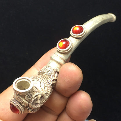 1pc New Copper Small Dragon Head Pipe Smoking Tool Statue Home Decoration