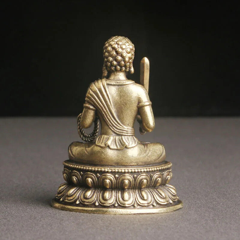 Retro Brass Fudo Mingwang Buddha Statue Religious Deity Statue Desktop Ornament