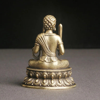 Retro Brass Fudo Mingwang Buddha Statue Religious Deity Statue Desktop Ornament