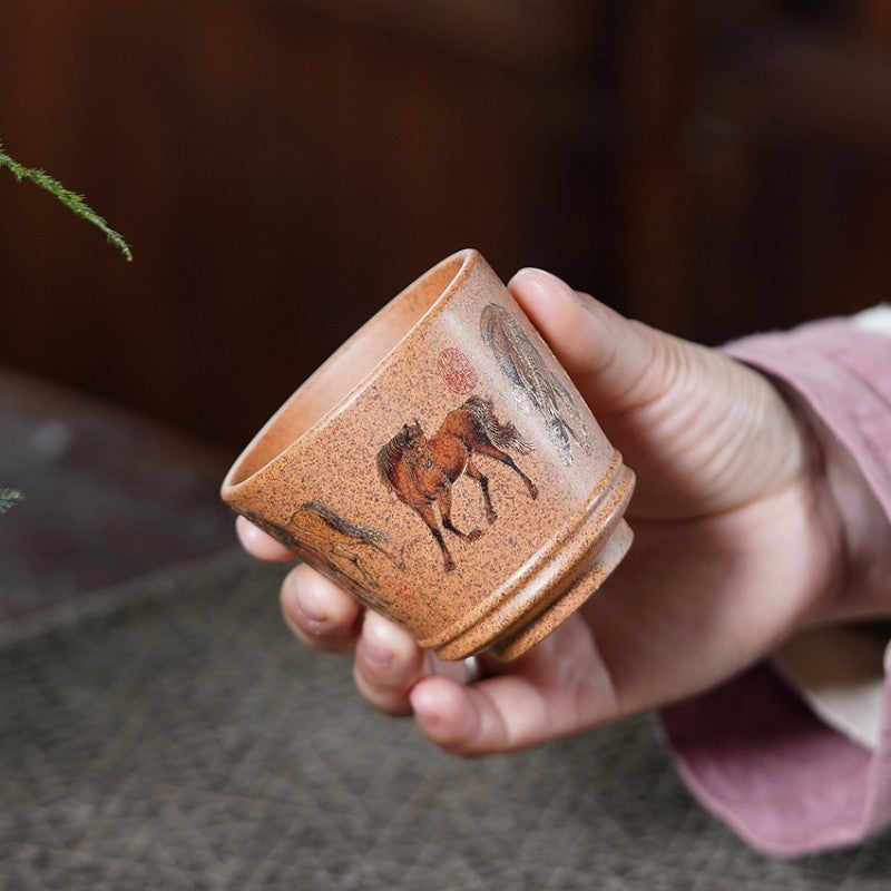 Handmade Tea Cup Chinese Real Yixing Zisha Master Cup 170ml Horse Pattern Mug