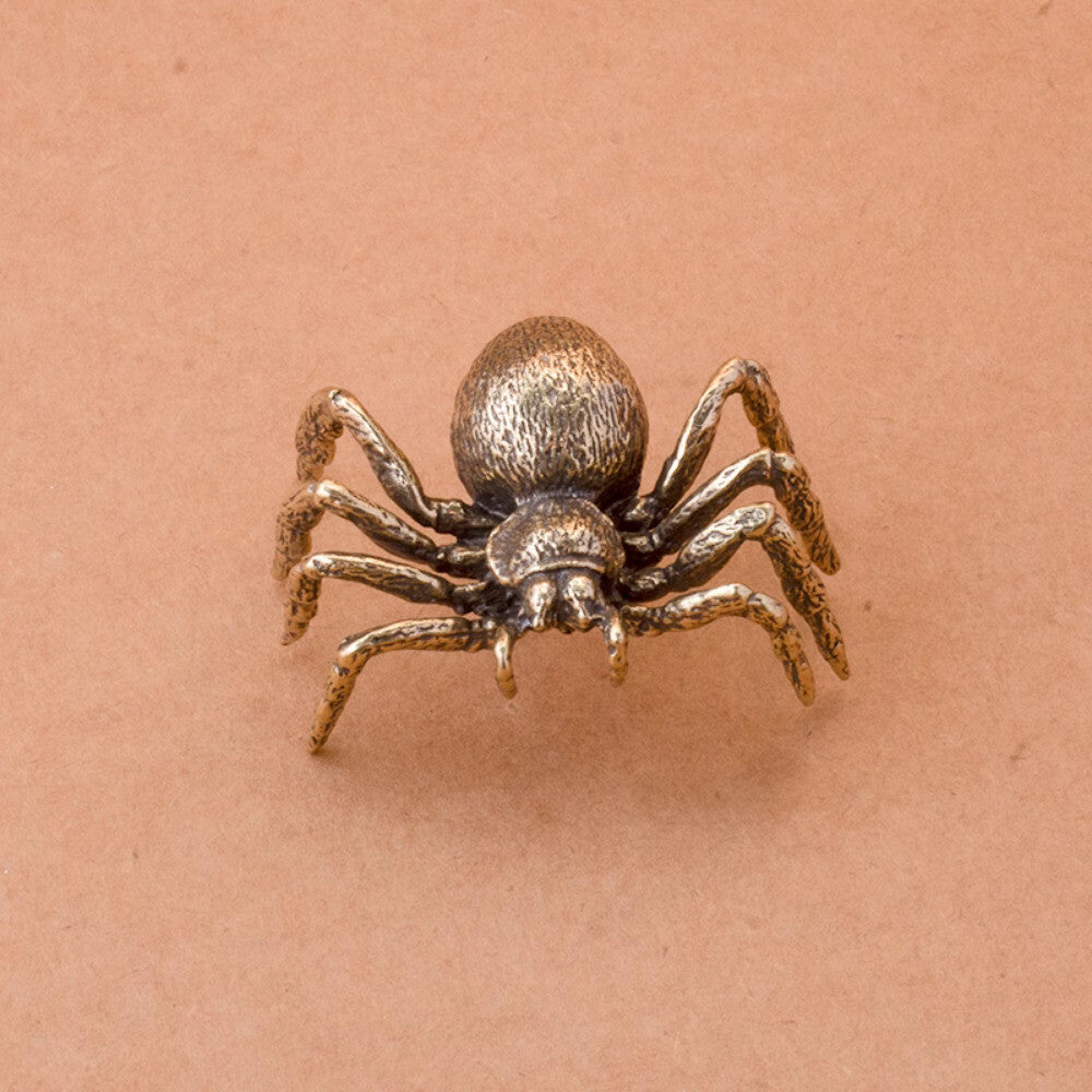 Solid Brass Spider Ornament, Vintage Antique Small Copper Tea Pet Ornament