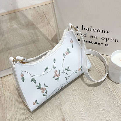 Bag Embroidery Flower Underarm Bag Retro Handbags Small Shoulder Purse Zipper