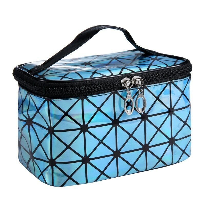 Functional Cosmetic Bag Fashion PU Leather Travel Necessaries Organizer Zipper