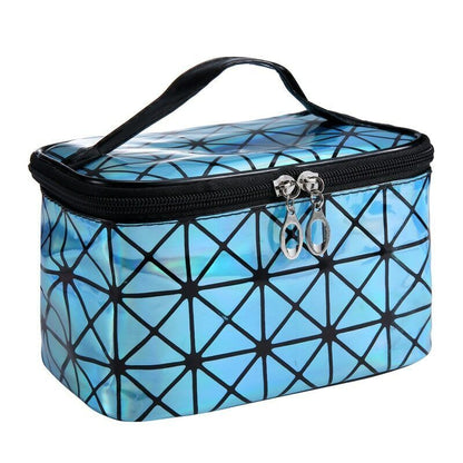 Functional Cosmetic Bag Fashion PU Leather Travel Necessaries Organizer Zipper