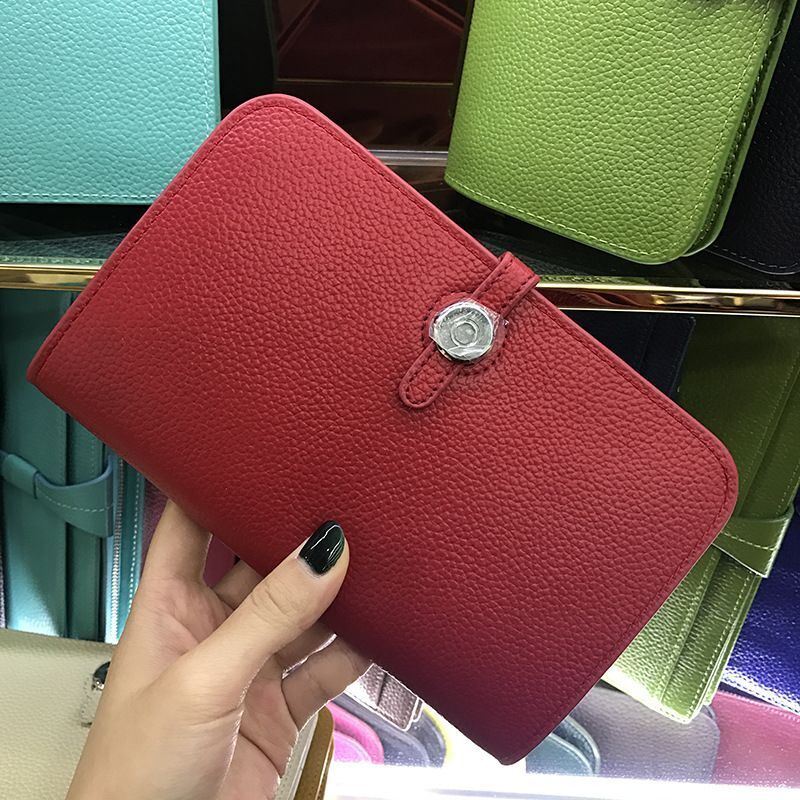 Wallets Purse Cowhide Leather Money Bags Card Holder Coin Hasp Purse 12*2*19.5CM