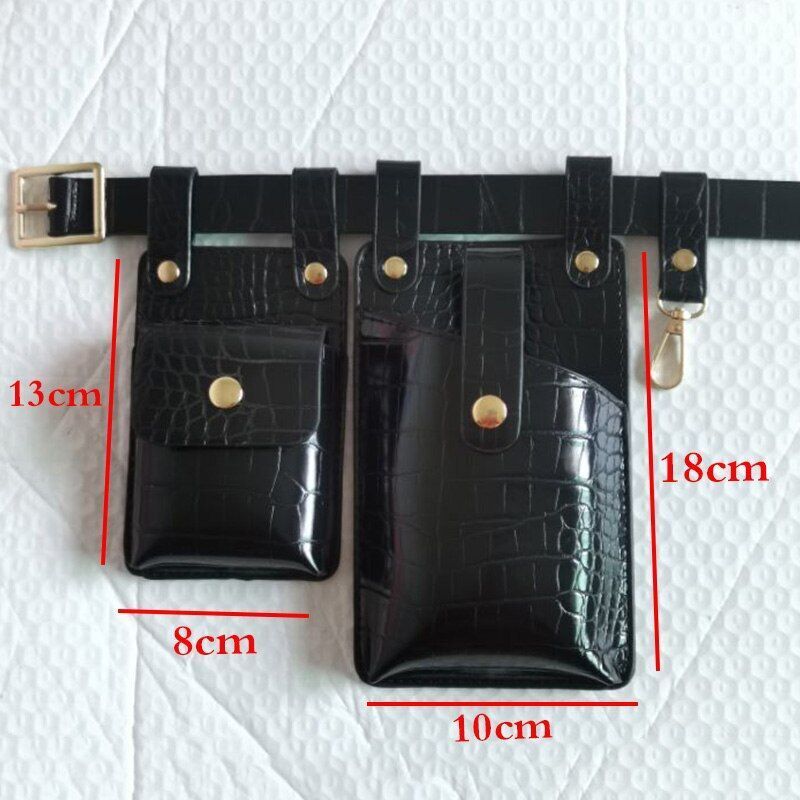 Women Fanny Pack Leather Belt Bag Waterproof Multi-pocket Waist Pack 17*10/13*10