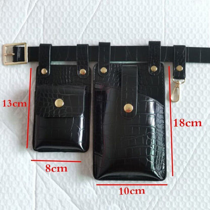 Women Fanny Pack Leather Belt Bag Waterproof Multi-pocket Waist Pack 17*10/13*10