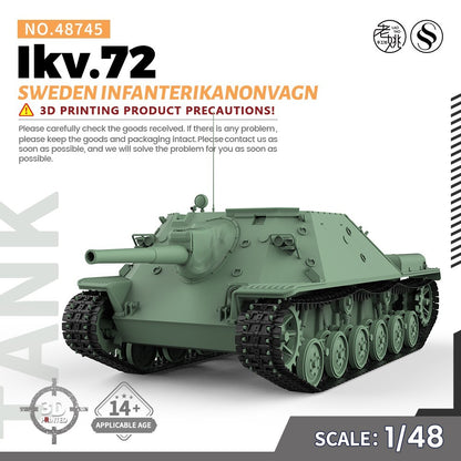 SSMODEL SS48745 1/48 Military Model Kit Sweden Infanterikanonvagn Ikv.72