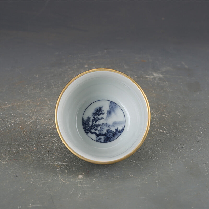 3" Chinese Qing Doucai Contrasting Colors Porcelain Animal Dragon Tree Cup