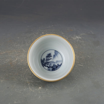 3" Chinese Qing Doucai Contrasting Colors Porcelain Animal Dragon Tree Cup