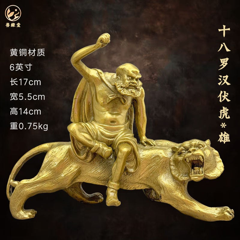 1pc Eighteen Bronze Statues of Arhat Descending Dragon Statue Brass Buddha
