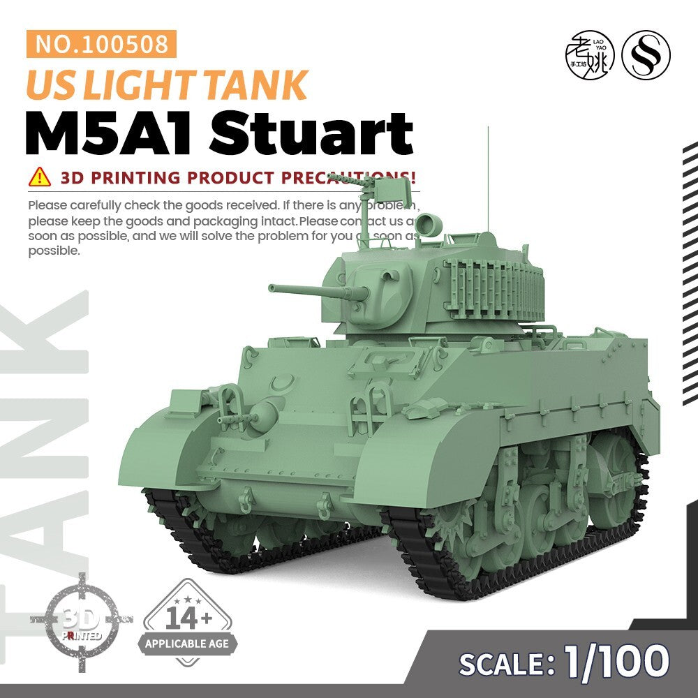 SSMODEL SS100508 1/100 15mm WarGaming Military Model US M5A1 Stuart Light Tank
