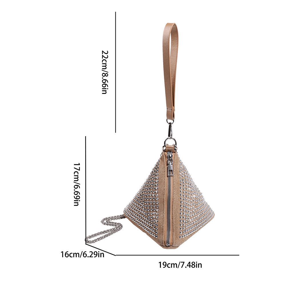 Shoulder Bag Pillow Crossbody Bags Shiny Triangular Big Zipper 19*17*16cm White