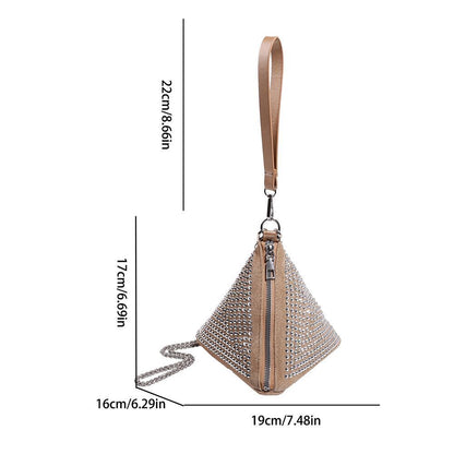 Shoulder Bag Pillow Crossbody Bags Shiny Triangular Big Zipper 19*17*16cm White