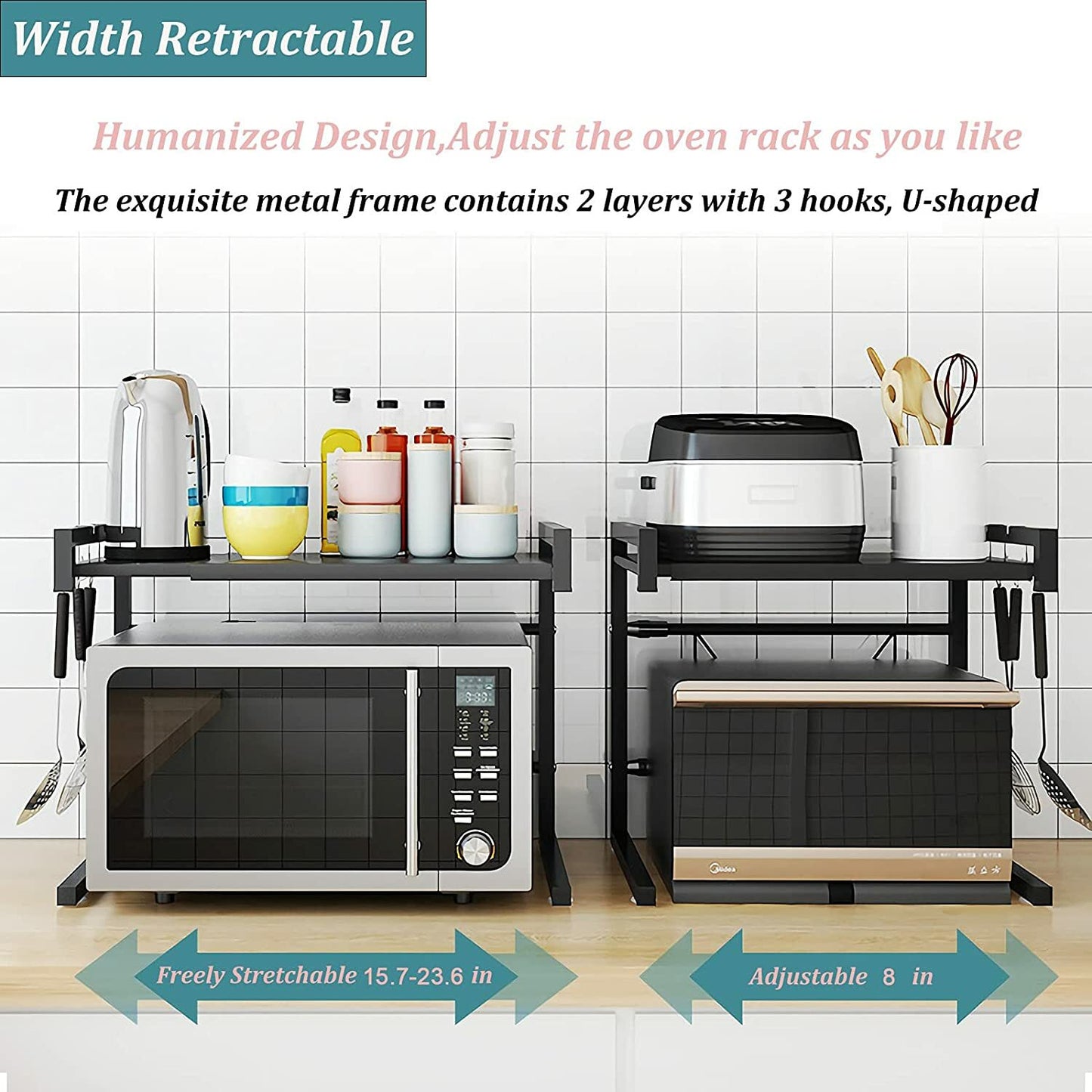 Kitchen Microwave Oven Metal Shelf Rack Adjustable Stand Organizer Storage AU