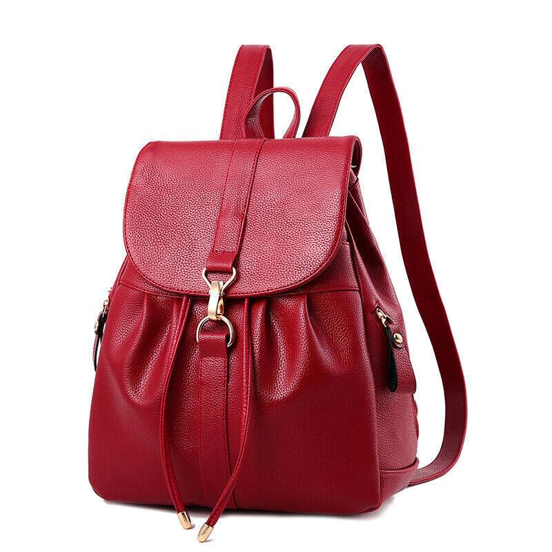 New Women's Ladies Casual Backpack Drawstring School Shoulder PU Leather Bag