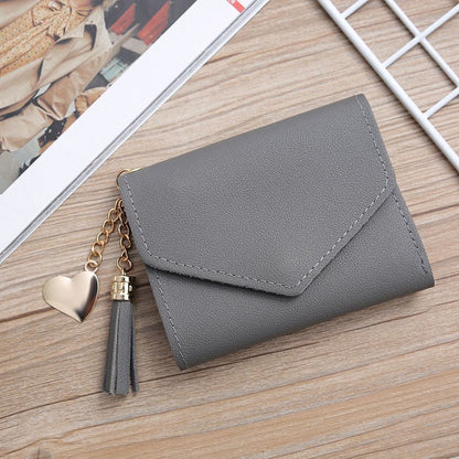 Fringed Wallet Synthetic Leather Three Fold Purse Card Purse Change Bags Pouches