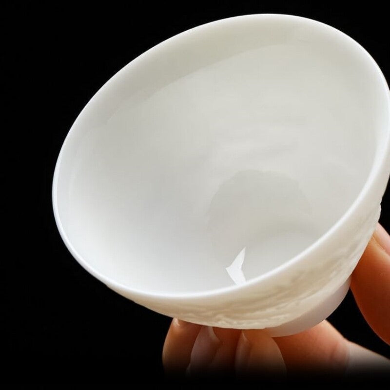 on sales porcelain tea cup dragon relief 60ml white china ceramic master cup new